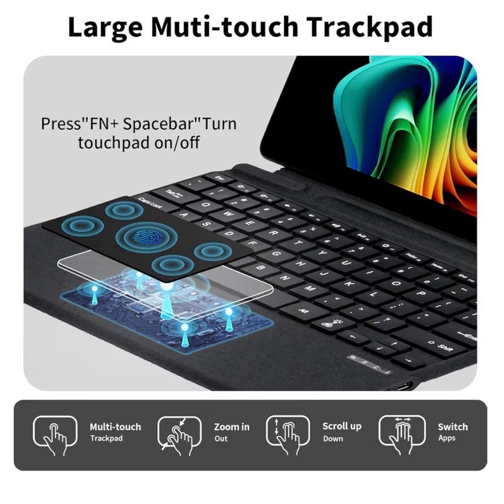 Black Multi-Touch Trackpad Keyboard for Tablets